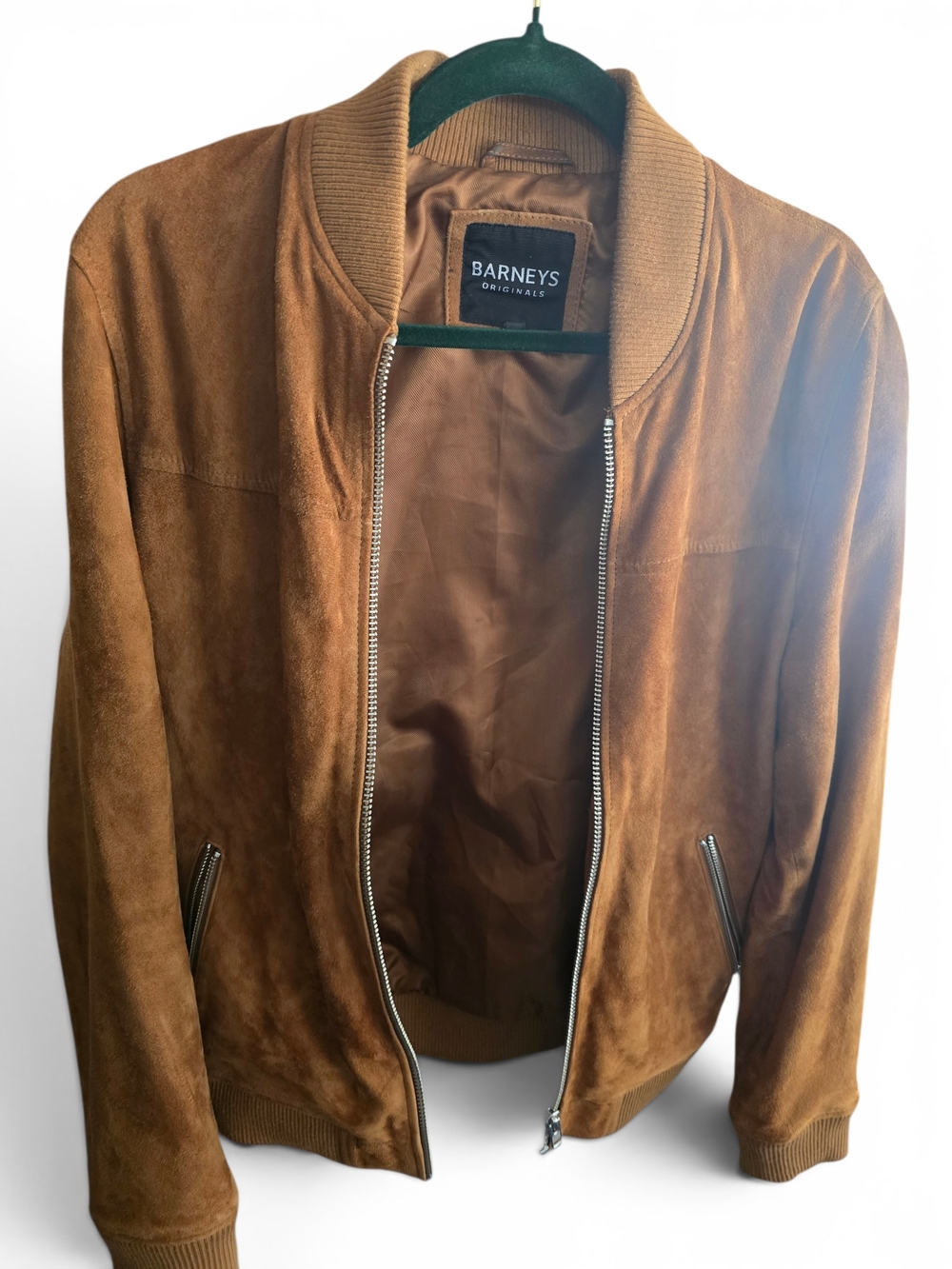 Barneys New York Suede Bomber Jacket - Brown